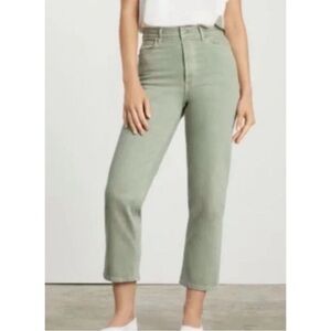 Everlane High-Rise Cropped Jeans in Sage Green